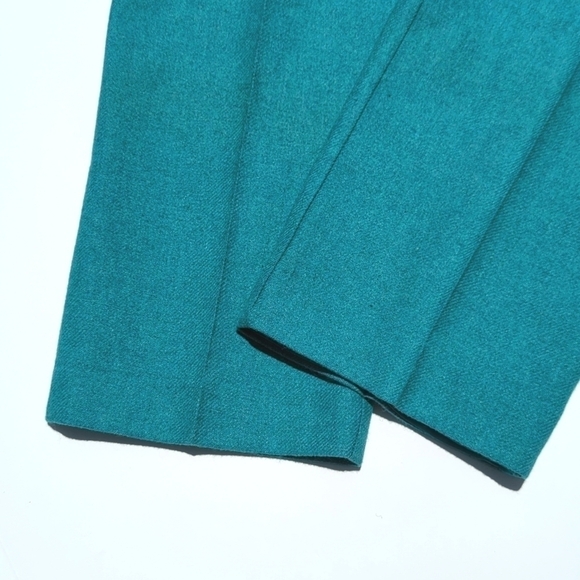 TanJay 90's Vintage Wool Blend High Waisted Straight Leg Trousers Teal Blue 10 - Picture 11 of 12